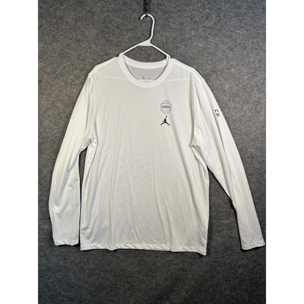 Jordan Charlotte Hornets NBA White Dri-FIT Long Sleeve‎ Shirt XL Tall FD9522-100